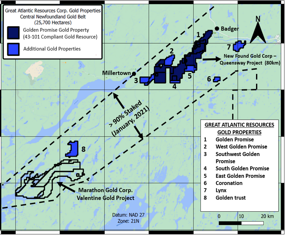 Great Atlantic gold properties in the central Newfoundland gold belt